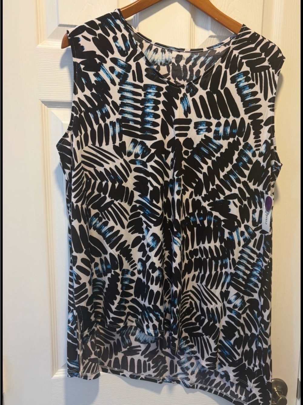East 5th Black and Blue Abstract Brushstroke Sleeveless Tank